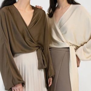 Oak + Fort Wrap V-Neck Sweater Size XS